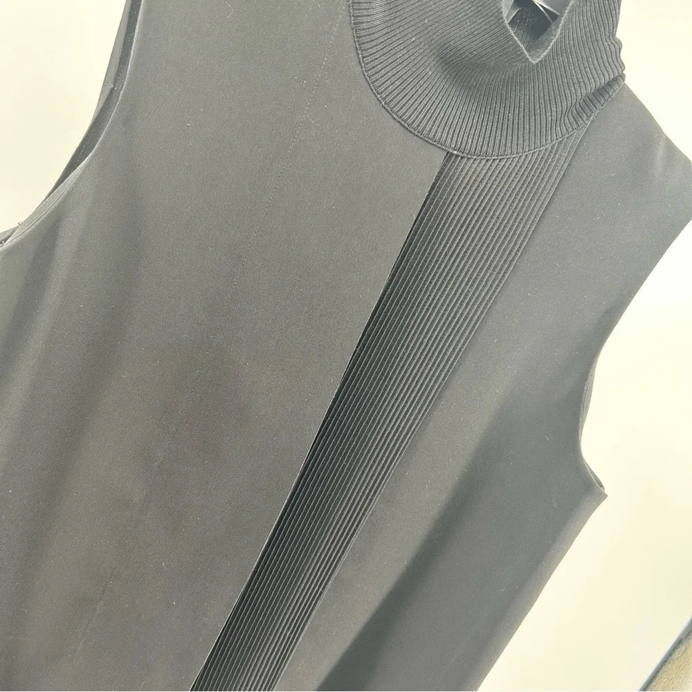 Vince Black Sleeveless Mock Neck Laser Cut Pleated Blouse Top Size S - Picture 3 of 13